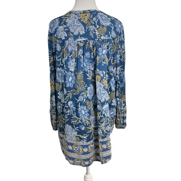 Lucky Brand Blue and Yellow Paisley Shirt Top Size Large - Picture 4 of 9